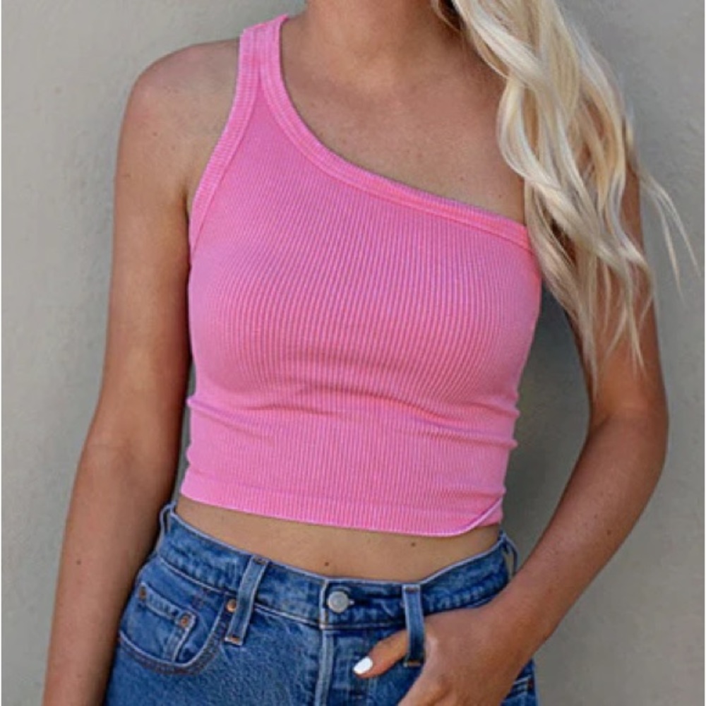 NEW NWT NIKIBIKI Ultra Soft Ribbed One Shoulder Crop Top